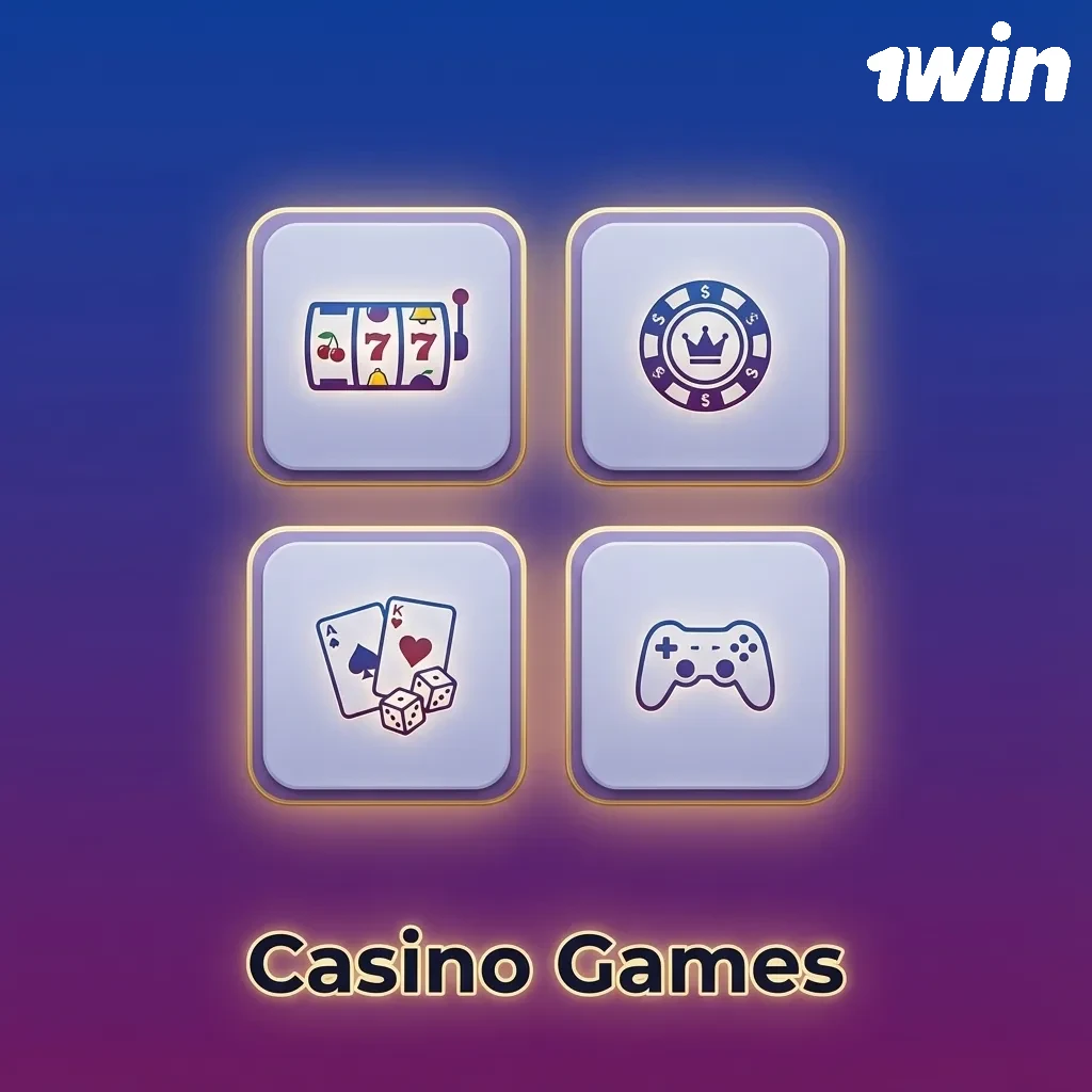 Casino lobby on 1win India showing slots, live dealer tables, Teen Patti, crash games, and other real-money titles