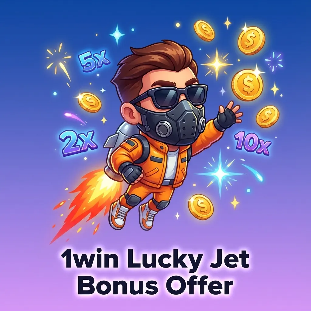 Promo banner for 1win Lucky Jet: welcome bonus up to 500% to ₹75,000 for new India players