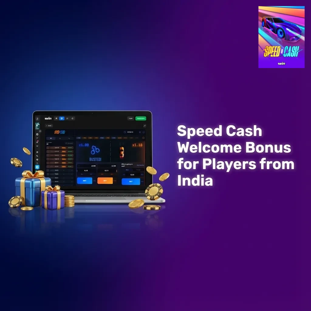 Banner for 1win Speed Cash India welcome bonus: 500% up to ₹75,000 on first deposit, with steps to claim and wagering terms.