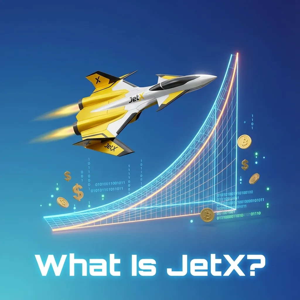 Illustration of JetX crash game with a rising multiplier beside a small plane about to explode