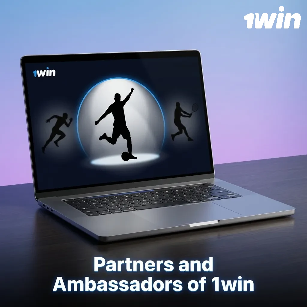 Collage of Indian cricket influencers, esports streamers, stats dashboards, and fintech logos representing 1win partners