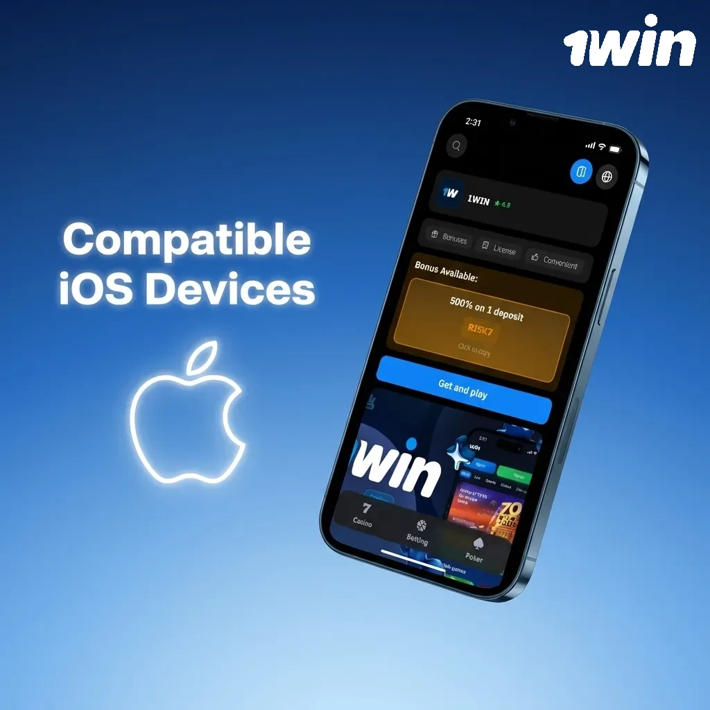 List of compatible iPhone and iPad models for 1win app, from iPhone X to iPhone 15 and various iPad generations