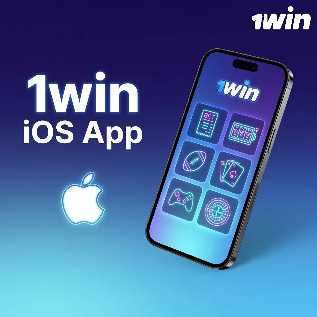 1win iOS app icon displayed on iPhone screen, showing sports betting and casino gaming features for mobile users.