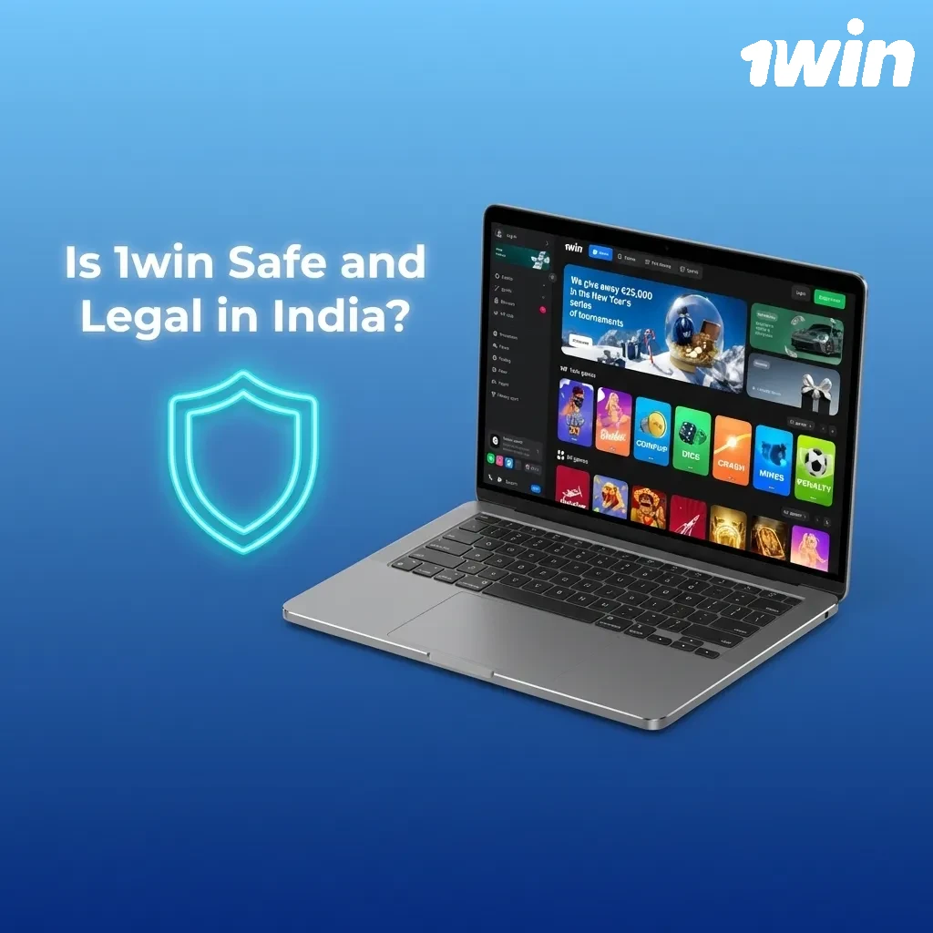 1win platform showing Curaçao eGaming license certification and SSL security features for safe betting in India