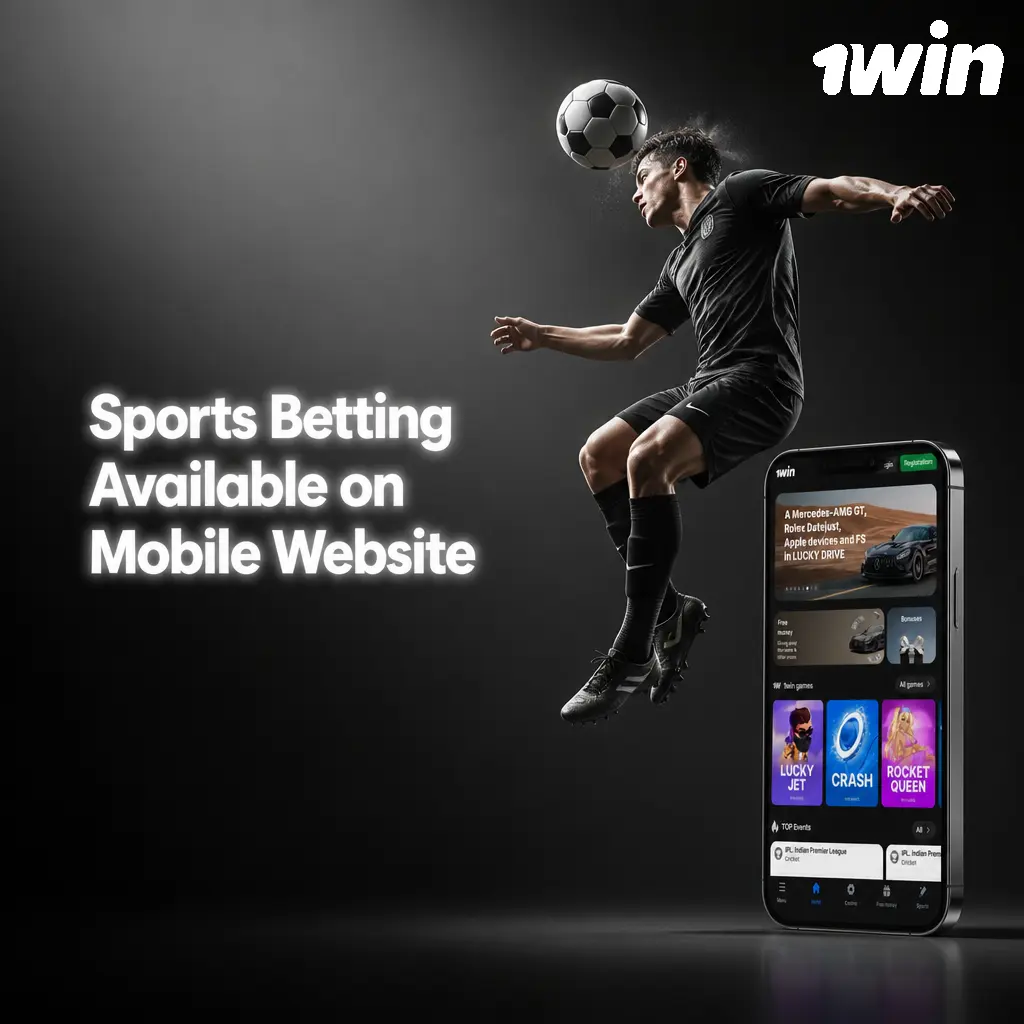 1win mobile site sports betting interface showing 40+ sports including cricket, football, kabaddi, and esports markets