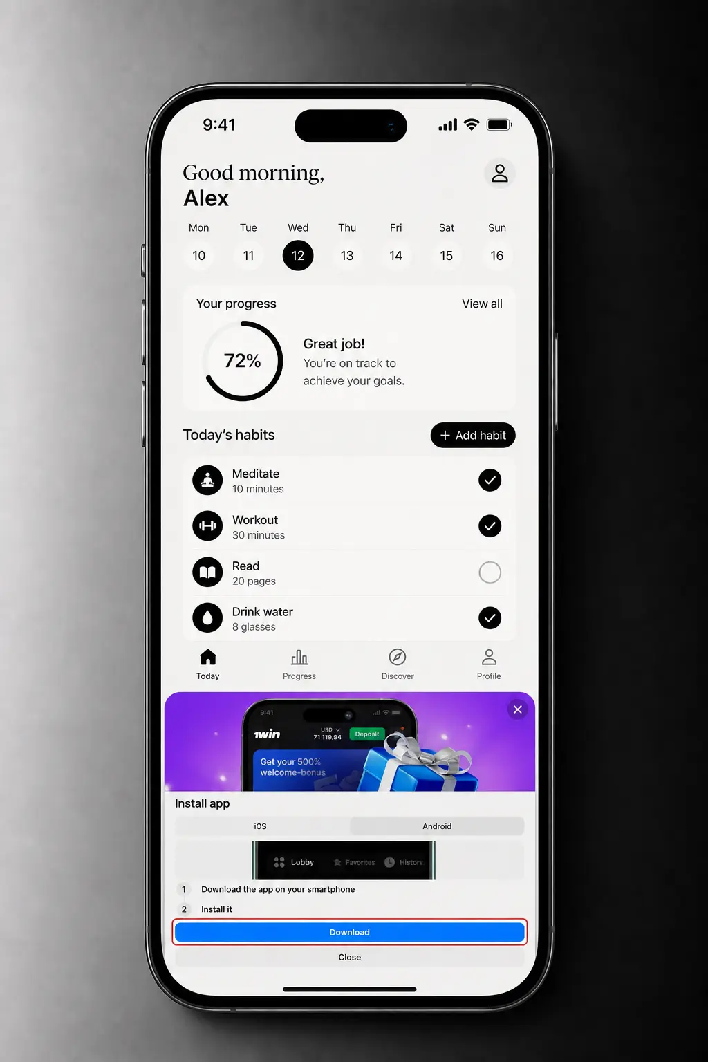1win PWA installation on Android home screen via Chrome browser in 3 simple steps
