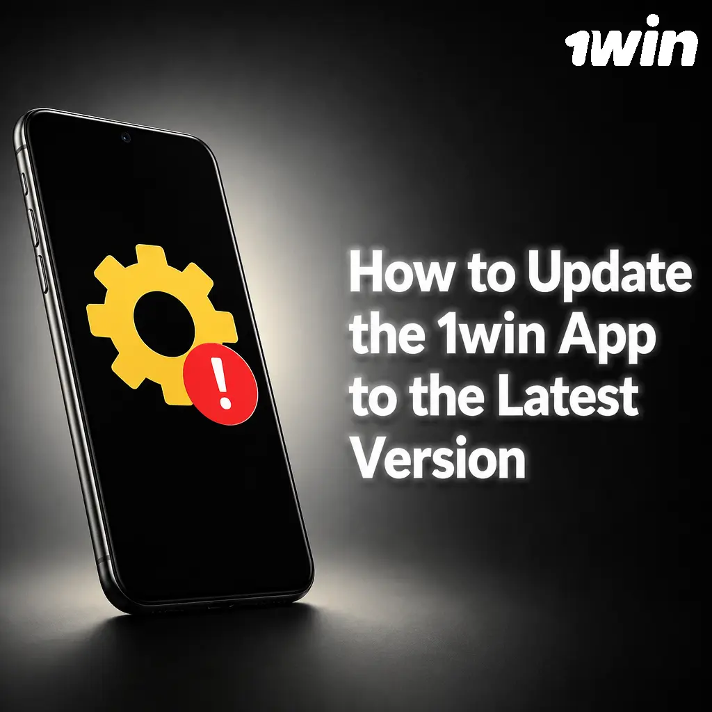 1win mobile app update process shown on smartphone screen with browser interface displaying latest version