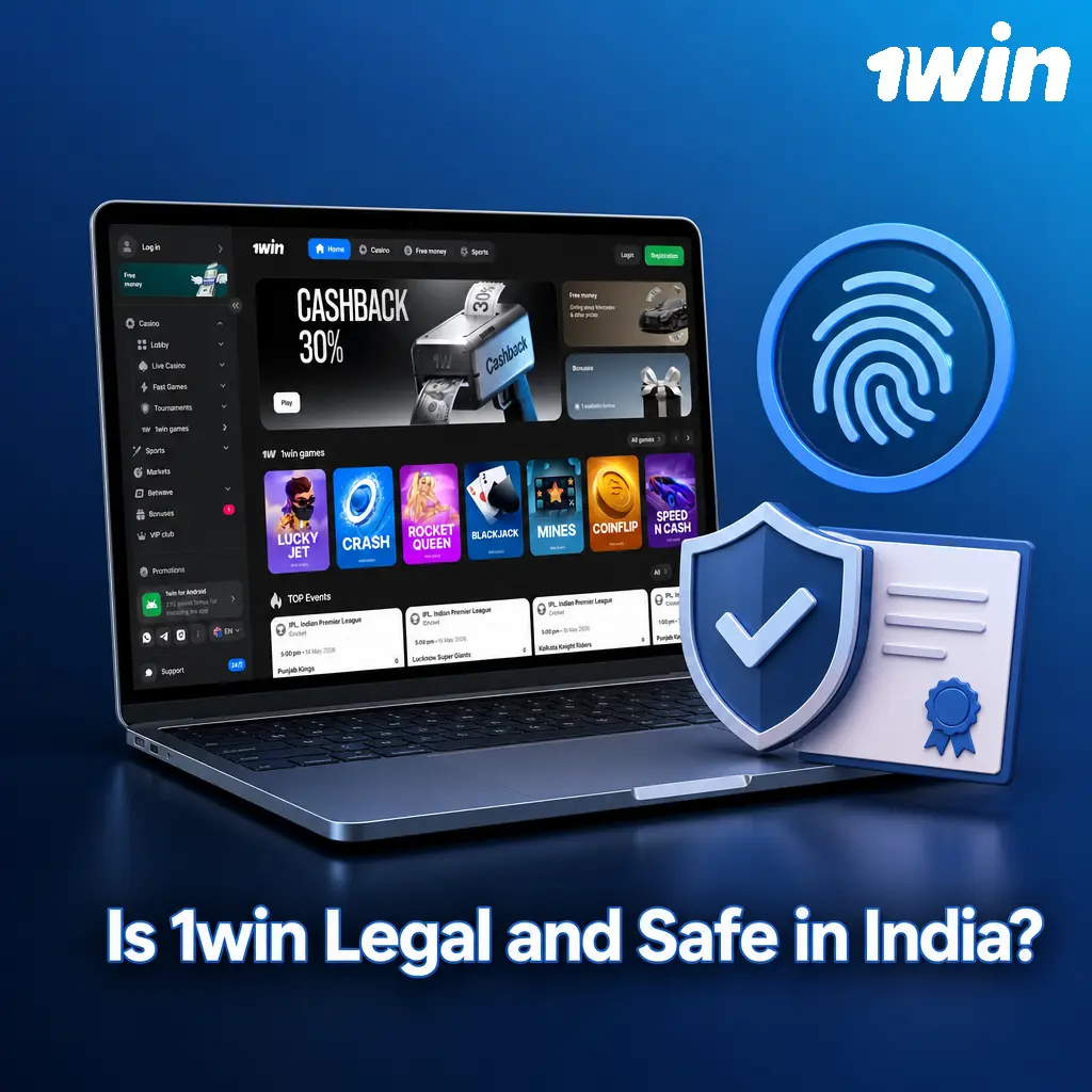 1win legal status in India showing Curacao licence OGL/2024/1451/0918 and offshore gambling regulations